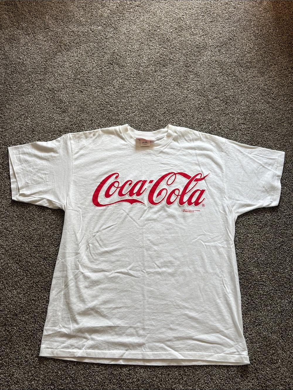 Vintage Men’s 100% Cotton White Coca Cola T Shirt 1994 Made In USA Size Large.